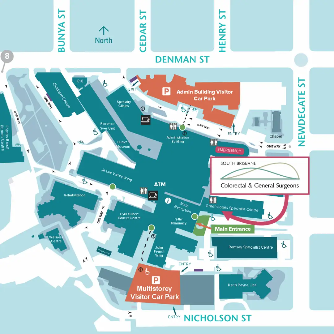 greenslopes private hospital map